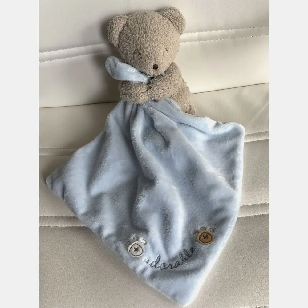 Carter's Bear Security Blanket Lovey Blue Plush Baby Comfort Blankie Teddy OS